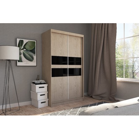 Kvalitní Šatní Skříň Finezja 150 cm Dub sonoma/černá Furniture