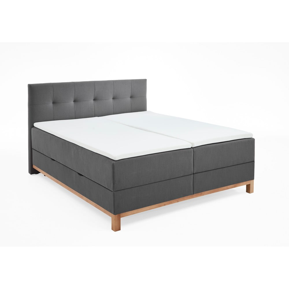 Sötétszürke boxspring ágy tárolóhellyel 160x200 cm Catania - Meise Möbel